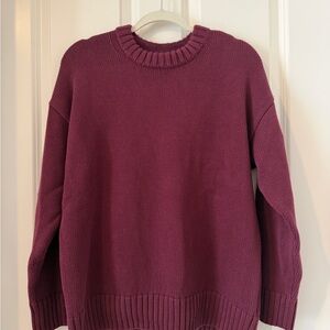 GAP Women's Cotton Burgundy Crew Neck Sweater